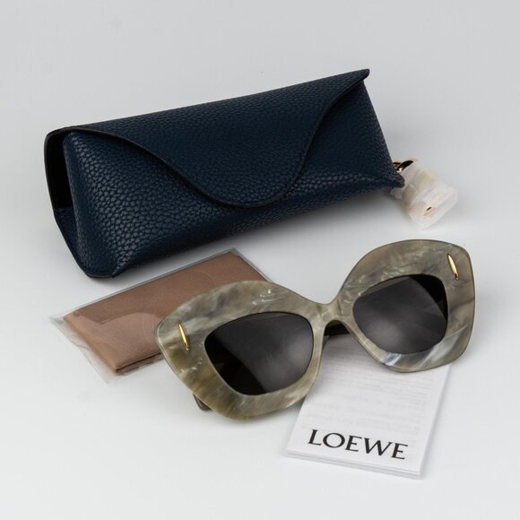 Loewe ANAGRAM Women Sunglasses Green Brown Cat Eye LW40127I 60E NEW AUTHENTIC - Picture 10 of 11